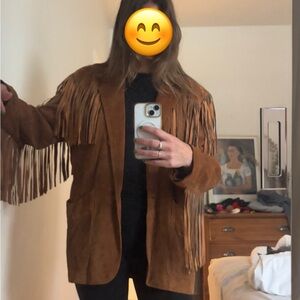 Vintage Suede Fringe Jacket - Brown